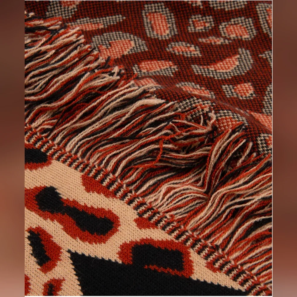 Rare Esqualo Brown and Black Leopard Print Belted Cardigan  Size Large - Picture 5 of 11